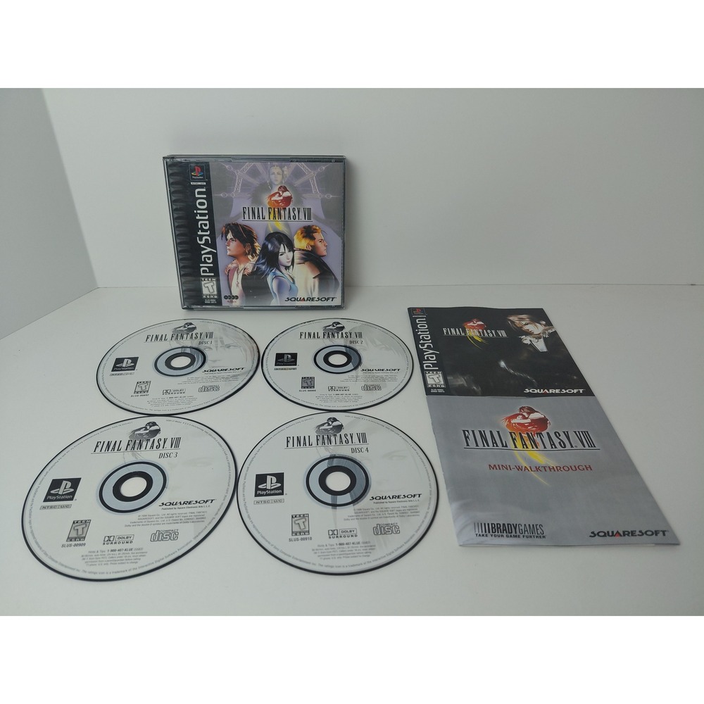 Final Fantasy VIII Sony PlayStation PS1 1999 4-Disc Set W/ Mini Walkthrough CIB